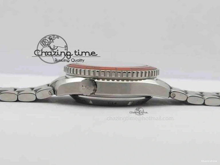 0423 Sophisticated Planet Ocean Master Chronometer Chrono SS OM 1:1 Best Edition Orange On SS Bracelet A 8156